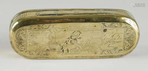 Rare brass tobacco box