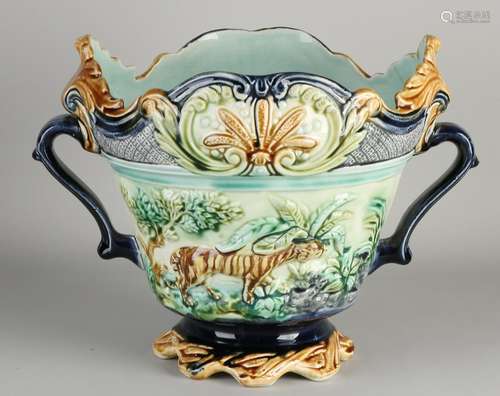 Antique Majolica flower pot