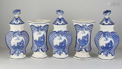 Five-piece Delft cabinet set