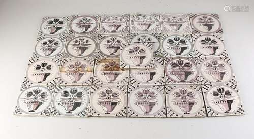 Lot of tiles (25 pcs.), Flowerpot (manganese)