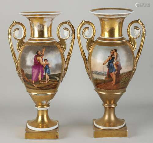 Two large empire vases, H 34.5 cm.