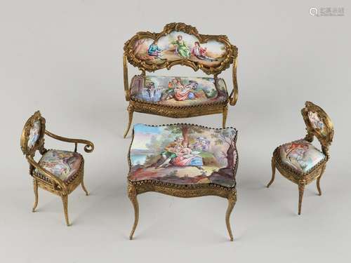 Viennese Miniature Dollhouse Furniture Set