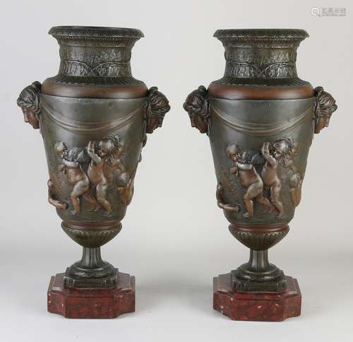 Two French bronze vases