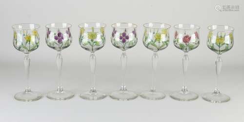 Seven Art Nouveau glasses