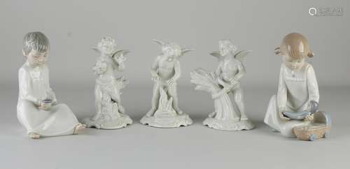 Five old porcelain figures