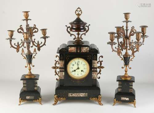 Black Marble Clock Set