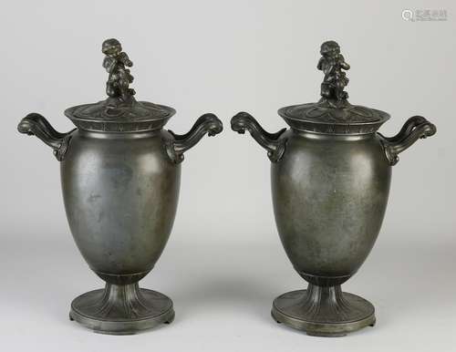 Two antique pewter jars