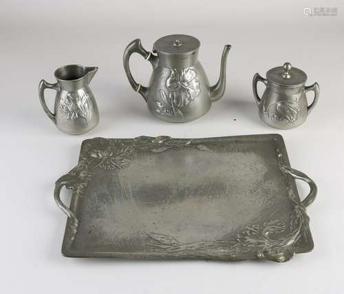 Antique pewter tea set, 1900