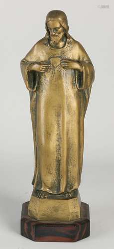 Antique bronze Christ on base, 1920