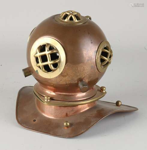 Red copper diving helmet, 1950