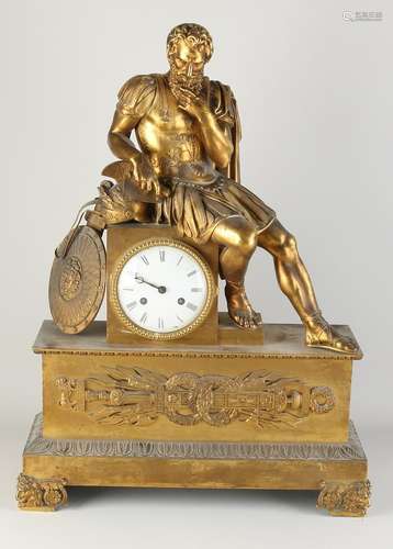 French fire-gilt mantel clock, 1820