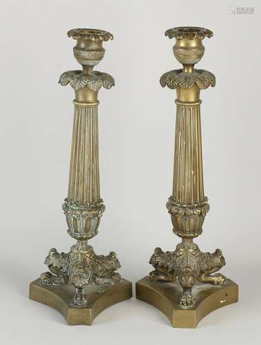 Two French Charles Dix candlesticks