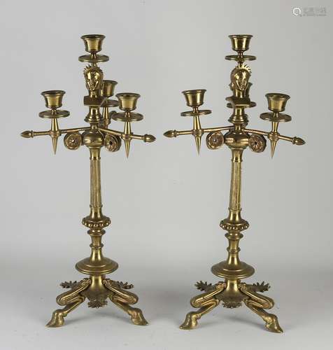 Two French bronze candlesticks