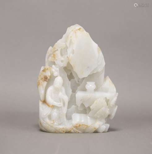 A FINELY CARVED WHITE JADE BOULDER