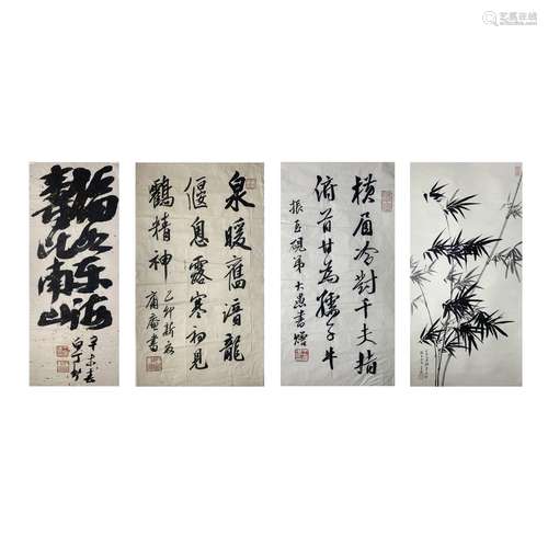 LOT OF 4, A GROUP OF CHINESE PAINTING OF BAMBOO A…