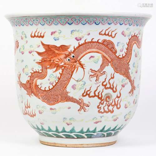 A FAMILLE ROSE DRAGON POT, GUANGXU PERIOD