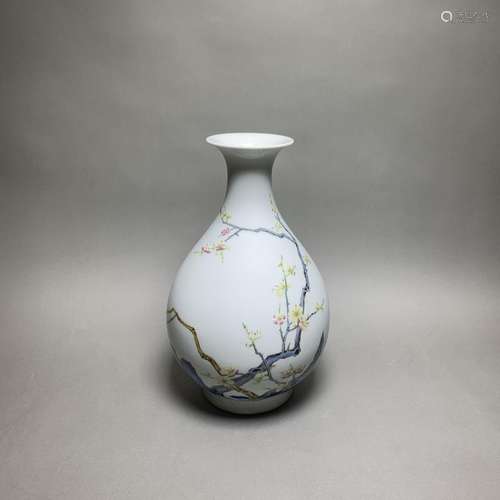 A FAMILLE ROSE 'PLUM BLOSSOM' VASE, YUHUCHUNPING,