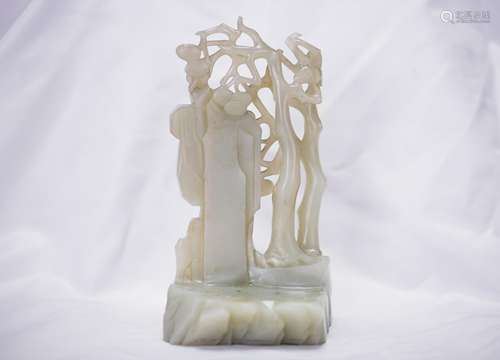 A WHITE JADE CARVING OF LANDSCAPE MOUNTAIN