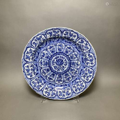 A BLUE AND WHITE 'LOTUS' DISH, KANGXI PERIOD