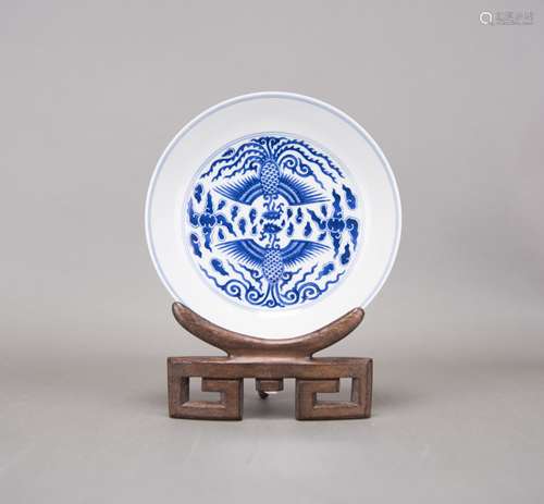 A BLUE AND WHITE 'PHOENIX' DISH, GUANGXU MARK