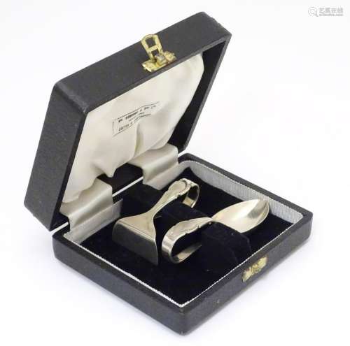A silver Christening set comprising a child's spoon and