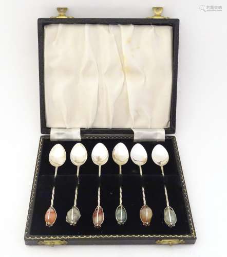 6 Continental white metal coffee spoons continental