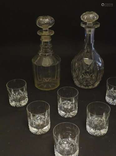 A Georgian three-ring decanter, together with a