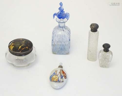 Assorted scent perfume flasks to include a two cut