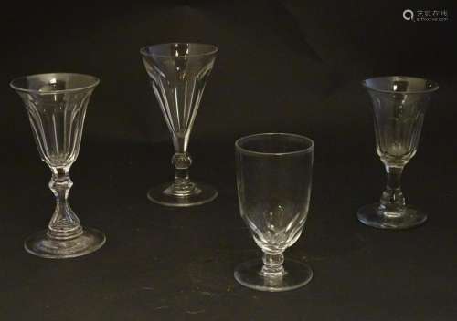 Four assorted 19thC/ 20thC drinking glasses, the