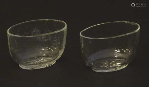 Two clear glass salt liners. Approx. 1 1/2