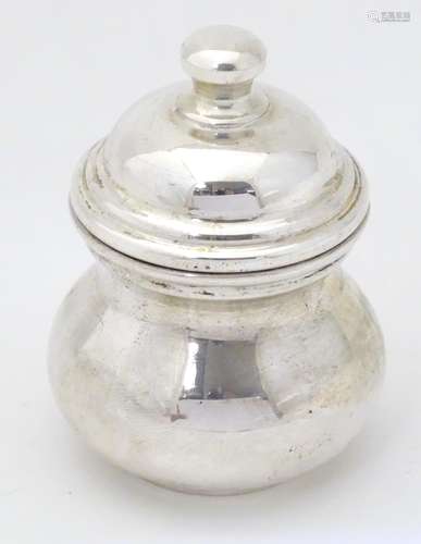 A continental white metal lidded pot 2 3/4