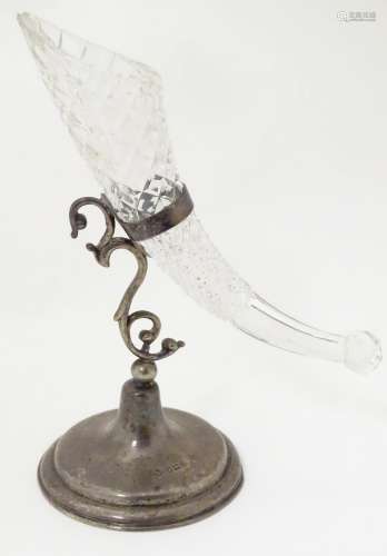 A Victorian cut glass epergne flute on silver stand