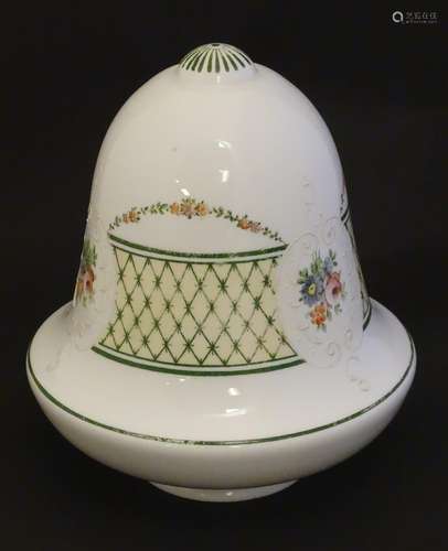 A Victorian milk glass shade of bell / acorn form with