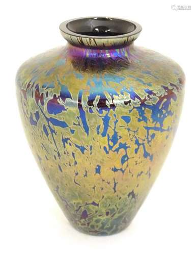 A mid 20thC Royal Brierley Studio art glass vase, of