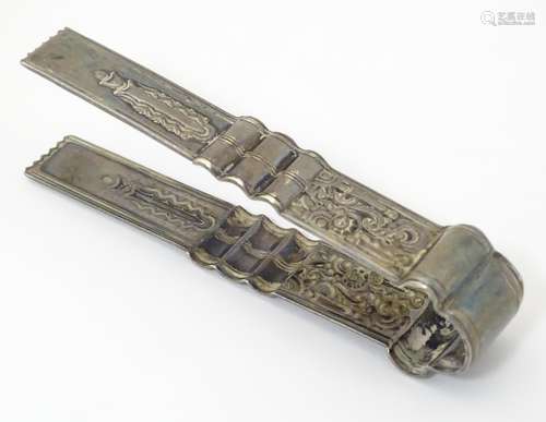 German silver plated asparagus tongs marked (