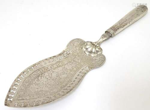 A 19thC Austrian silver cake / pie slice, the blade