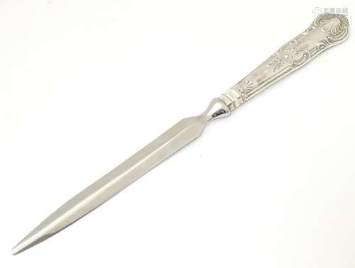 A silver handled Kings Pattern paper knife, hallmarked