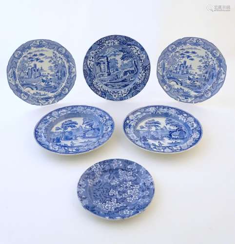 A quantity of assorted blue and white wares, to include
