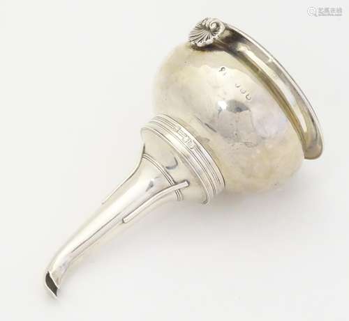 A George IV silver wine funnel, hallmarked London 1822,