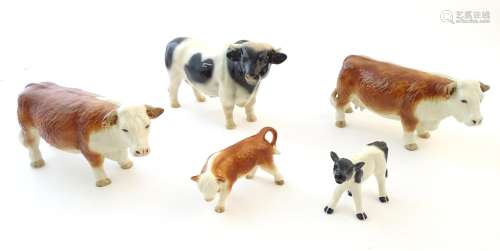 Five Coopercraft model animals to include bull, cows
