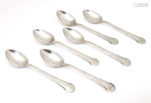 A set of six Danish silver teaspoons, maker Christian