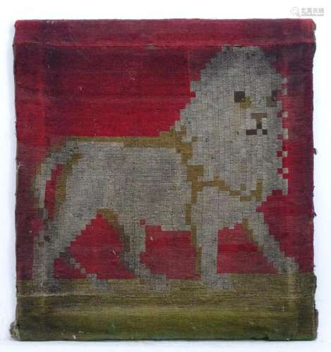 A Victorian woolwork embroidery with a naive depiction