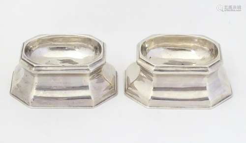 A pair of George II silver trencher salts hallmarked