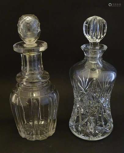 A 19thC lead crystal decanter, with fluted decoration,