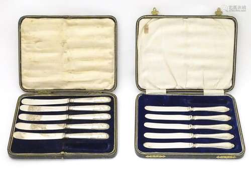 5 silver handled tea knives hallmarked Sheffield 1927