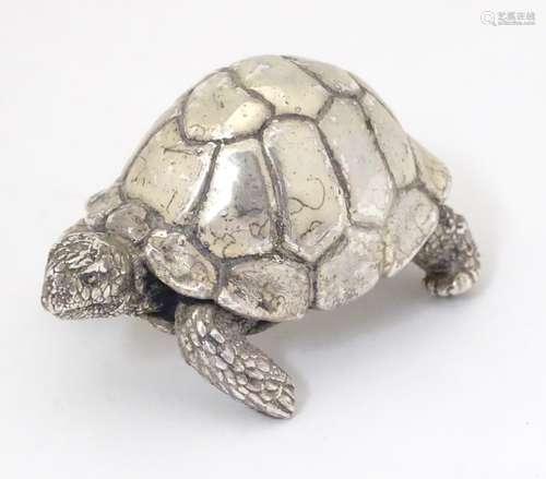 A silver model of a tortoise hallmarked Birmingham