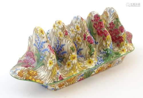 A Royal Winton five bar toast rack in the floral