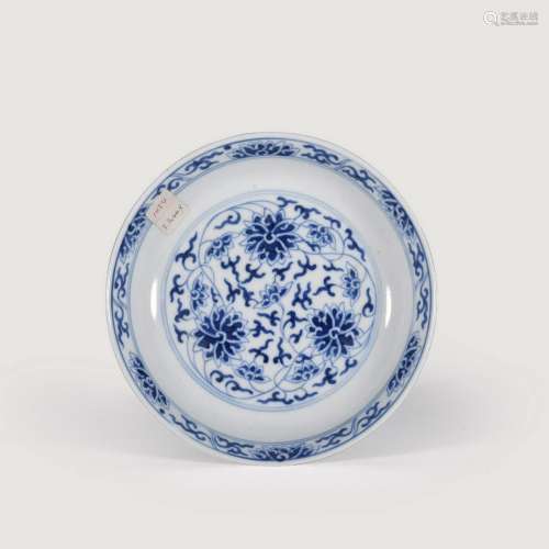 CHINESE PORCELAIN BLUE AND WHITE FLOWER PLATE GUANGXU