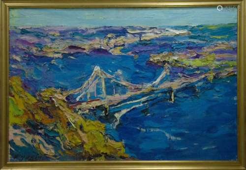 Oil painting Bridge landscape Dupliy Sergey