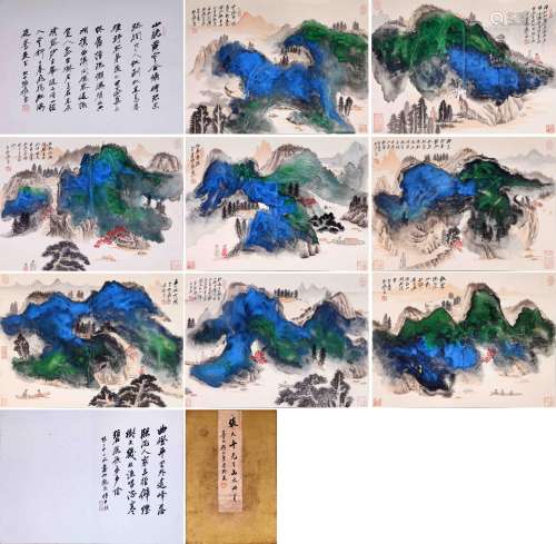 EIGHT PAGES OF CHINESE ALBUM PAINTING OF MOUNTAIN VI…